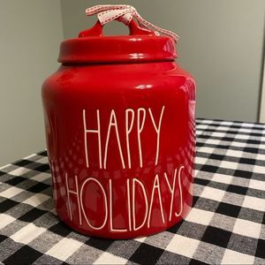 Rae Dunn HAPPY HOLIDAYS Chubby Canister